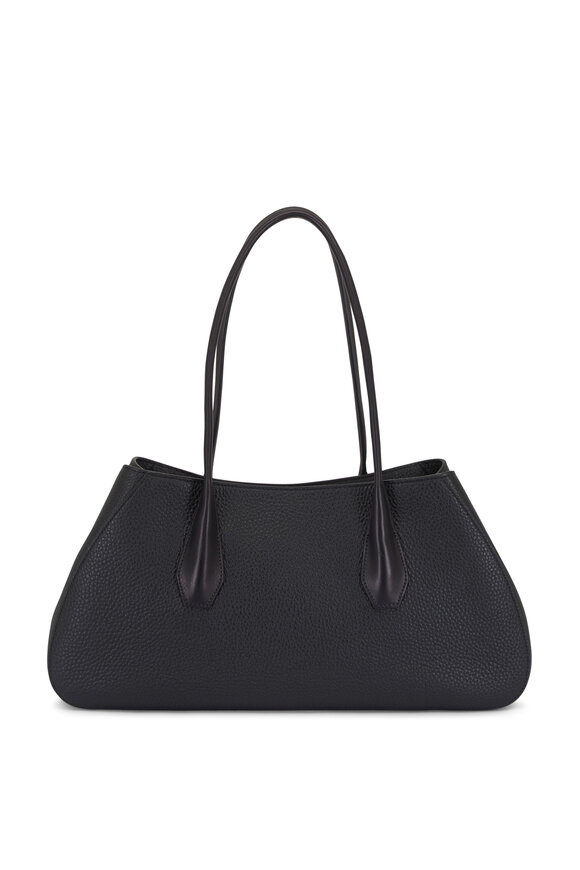 Prada - Black Large Leather Top Stitch Shoulder Bag