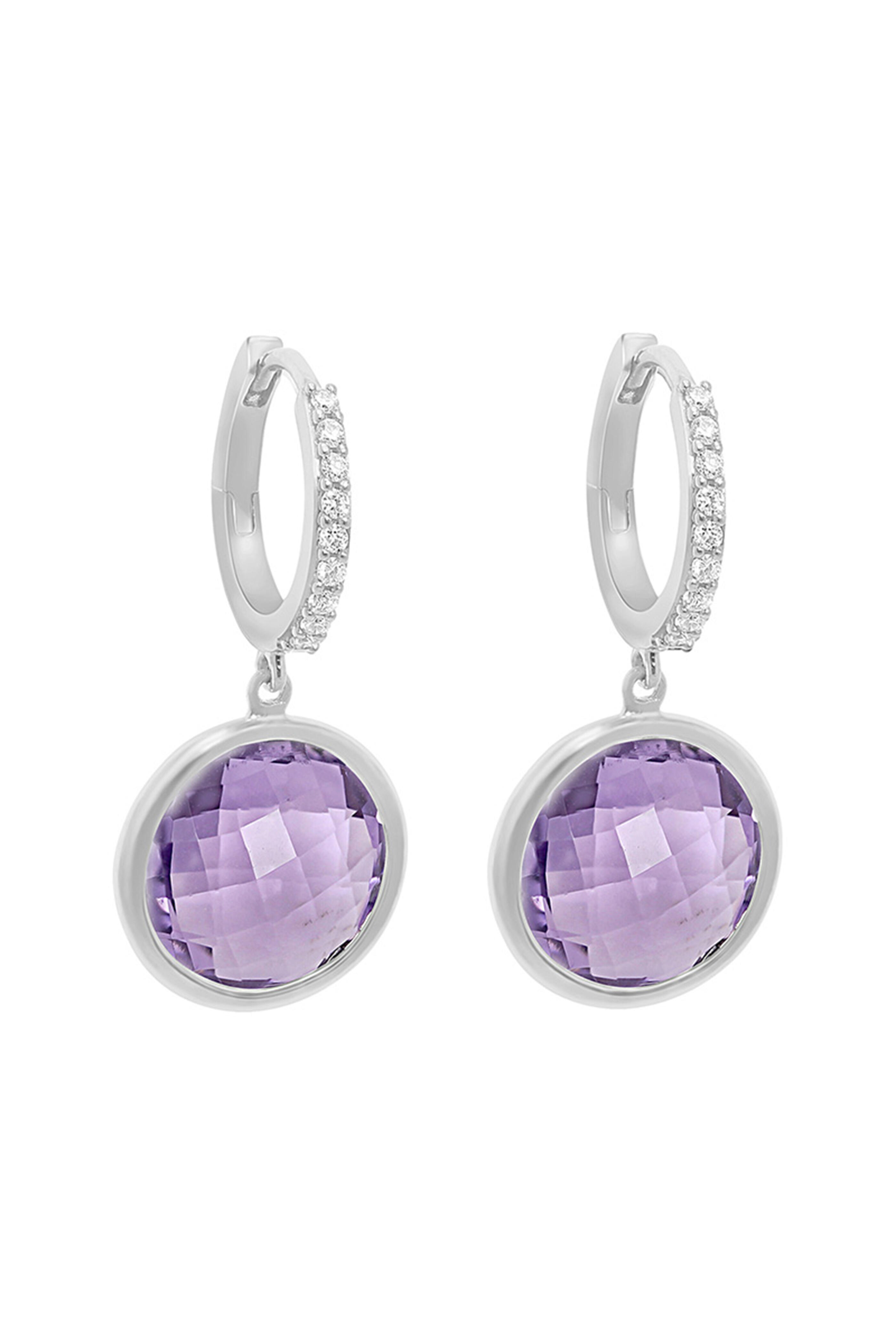 Hueb - Bestow Diamond & Amethyst Drop Earrings