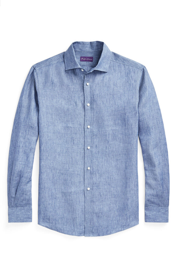 Ralph Lauren Purple Label - Serengeti Chambray Blue Linen Sport Shirt