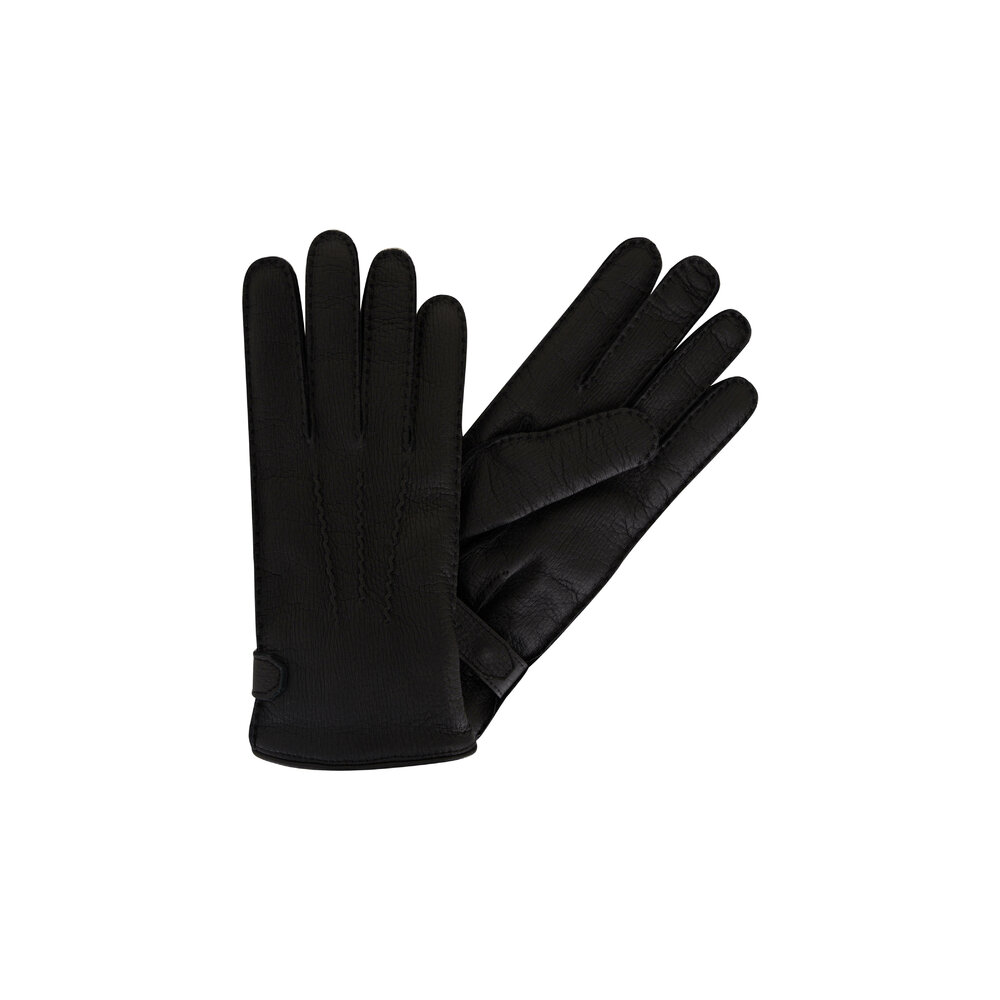 【AURALEE】 Cashmere Knit Lether Gloves Cashmere Cable Knit Gloves - Touchscreen Compatible