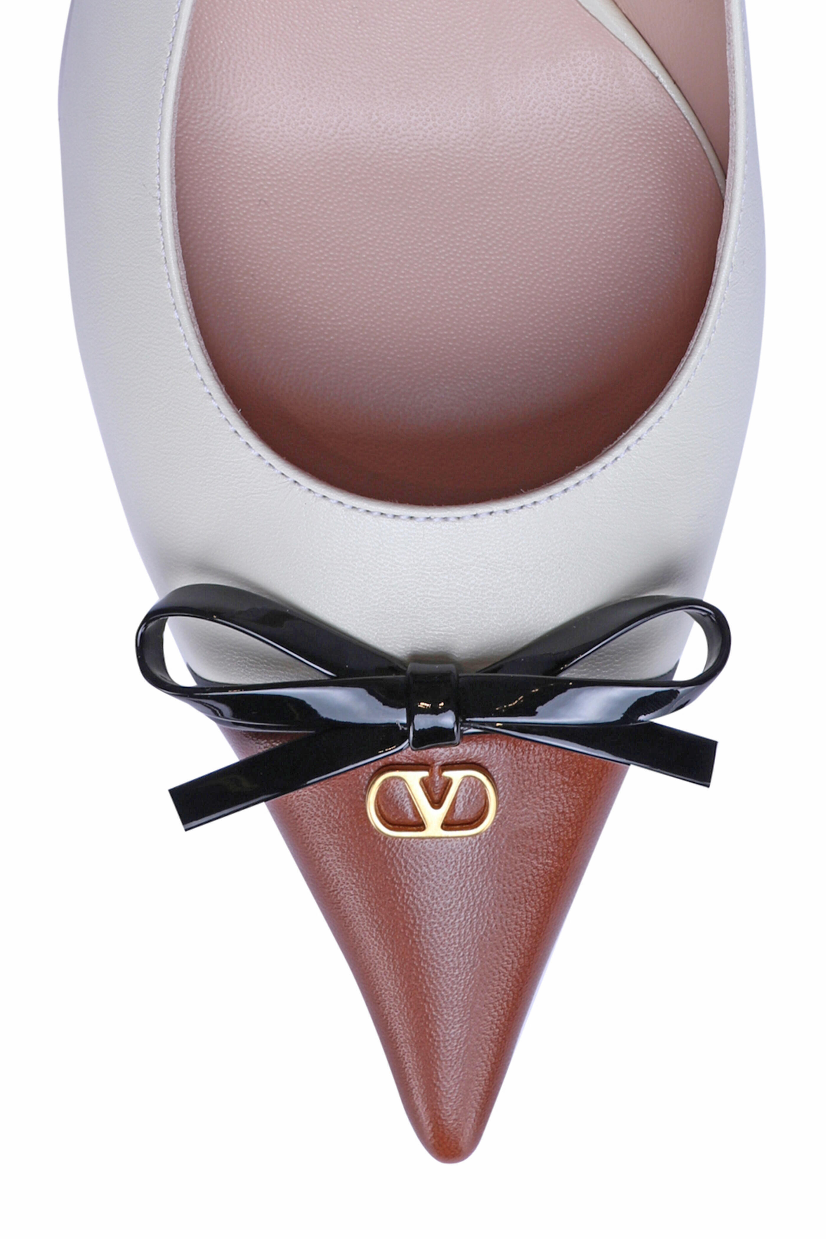 Valentino Garavani - Bepointy Slingback Pump in Ivory & Brown