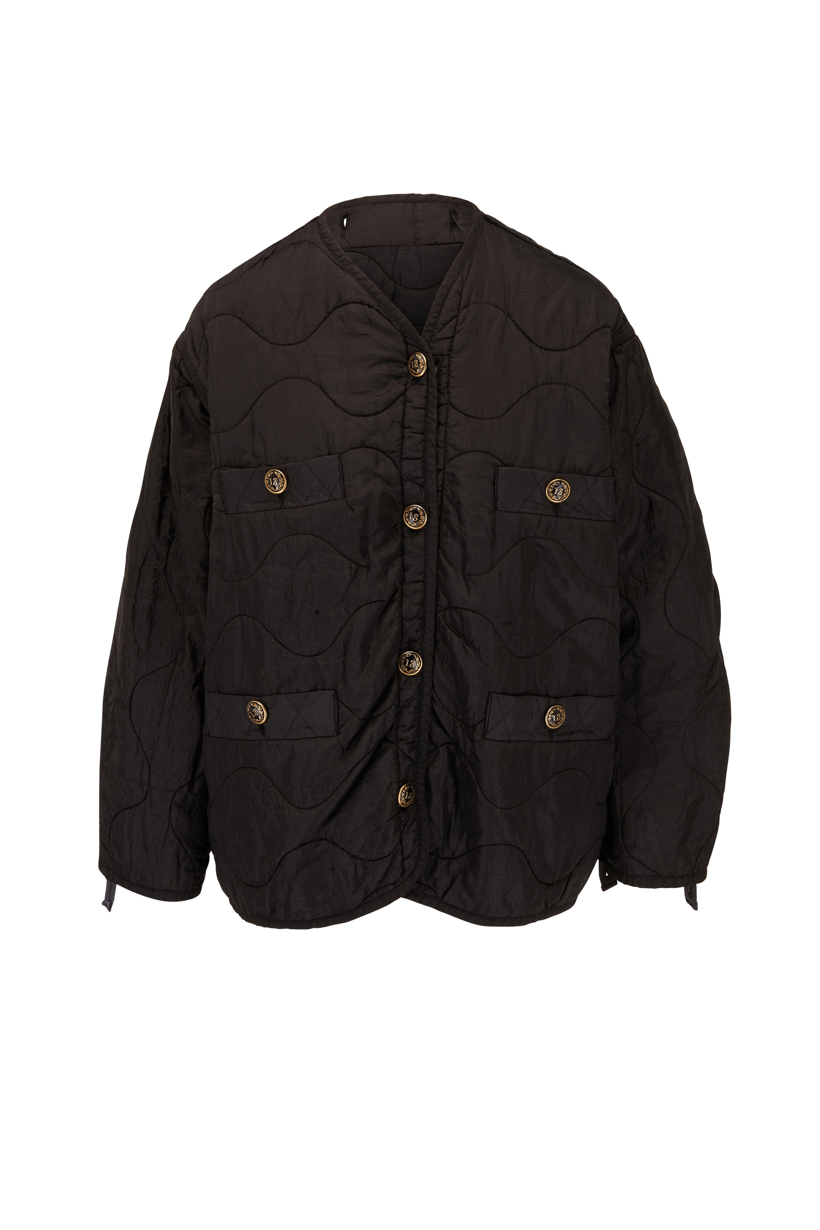Scanlan Theodore - Black Crepe Knit Drape Front Jacket