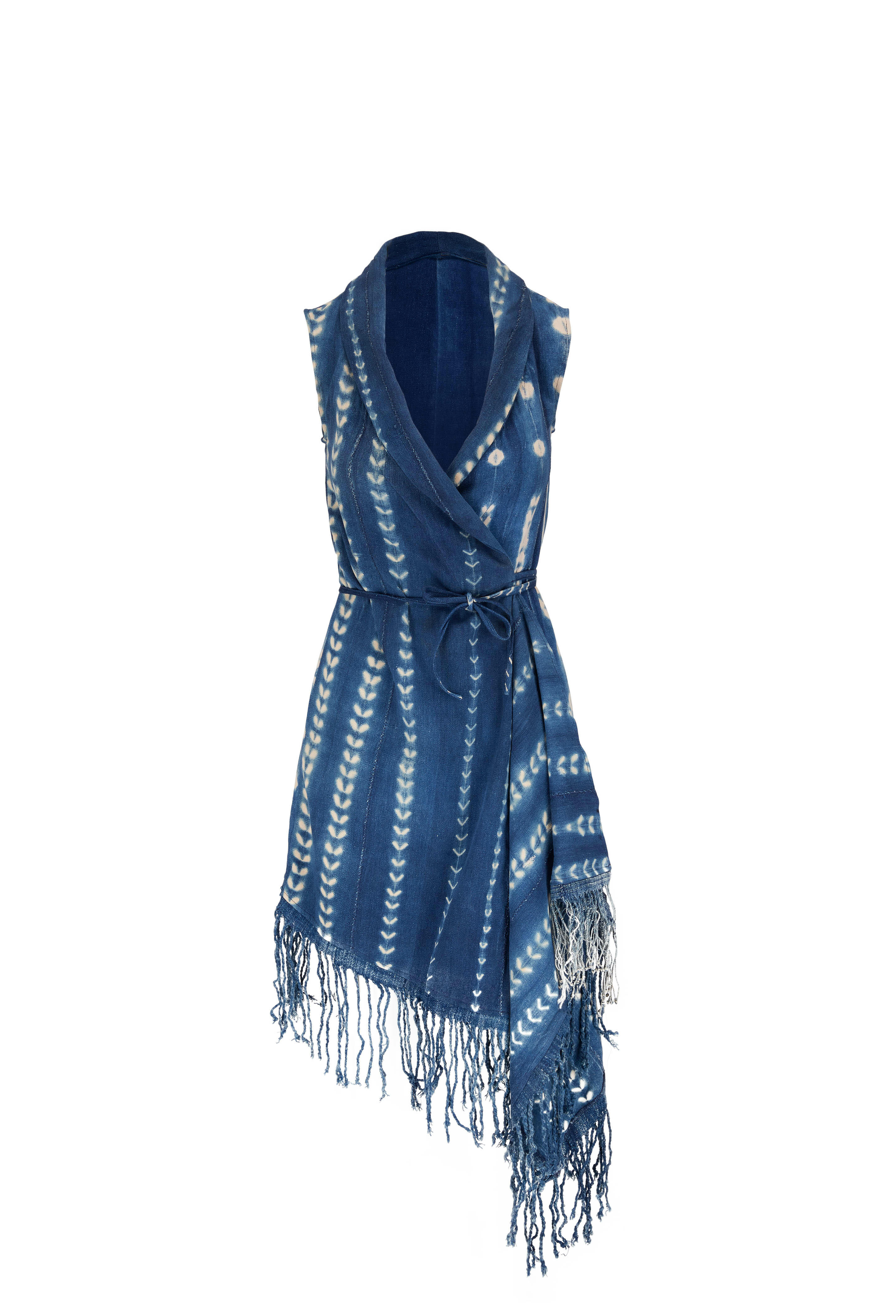 Studio 189 - Indigo Printed Fringe Sleeveless Dress