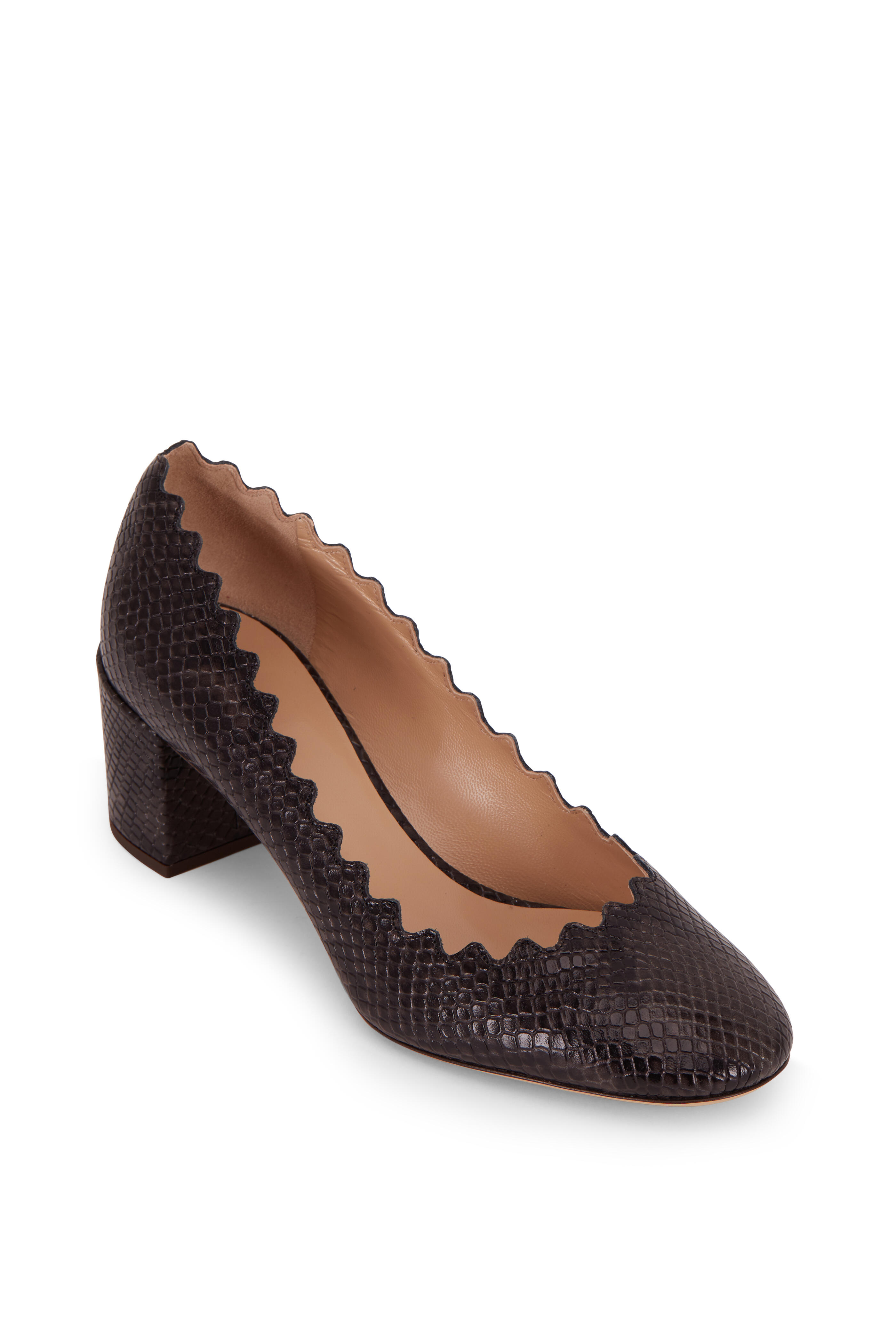 Chloé - Lauren Charcoal Black Python Embossed Pump, 50mm - view 1