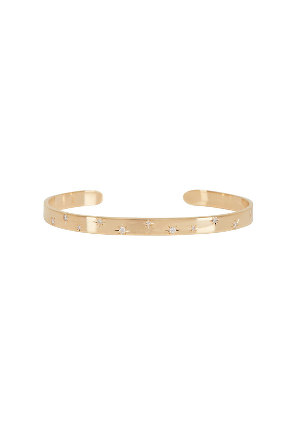 Genevieve Lau Big Sky Starburst Yellow Gold Thin Cuff