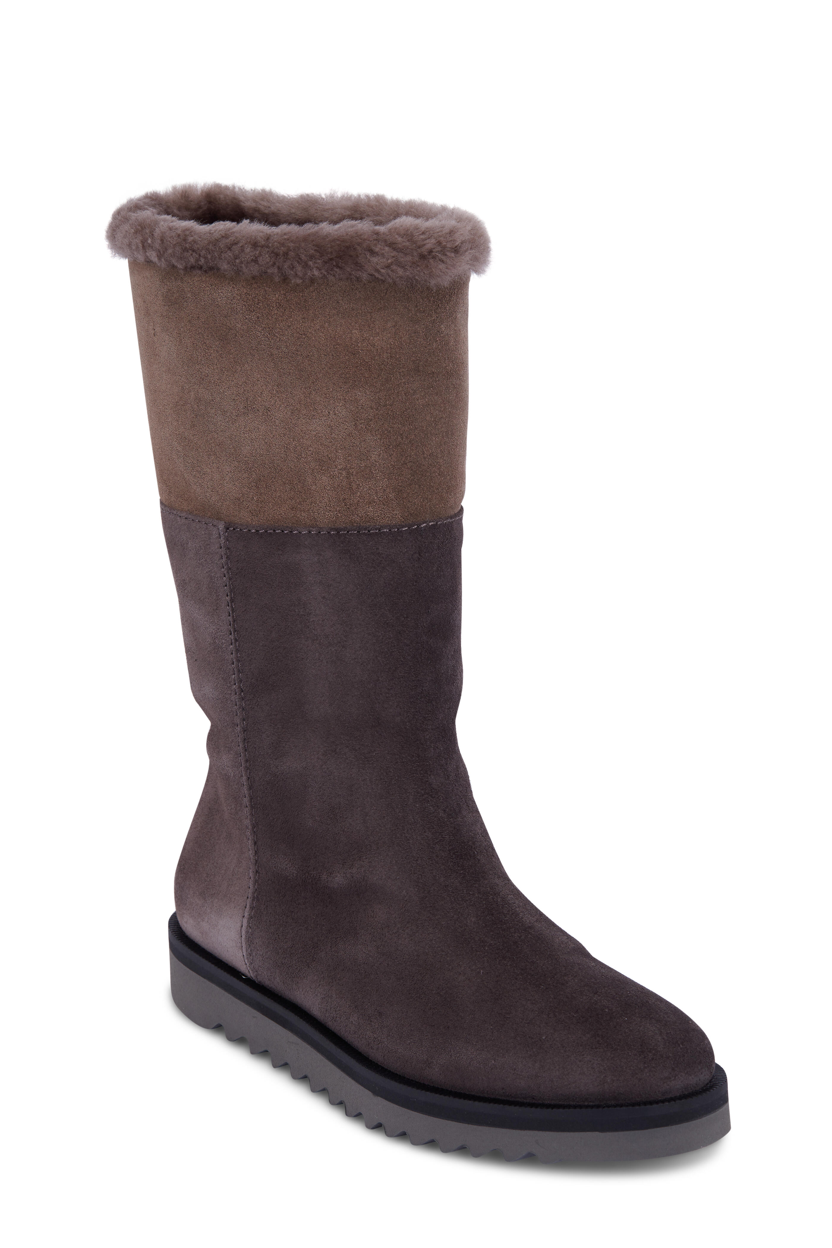 Aquatalia Paulina Graphite Suede Shearling Boot