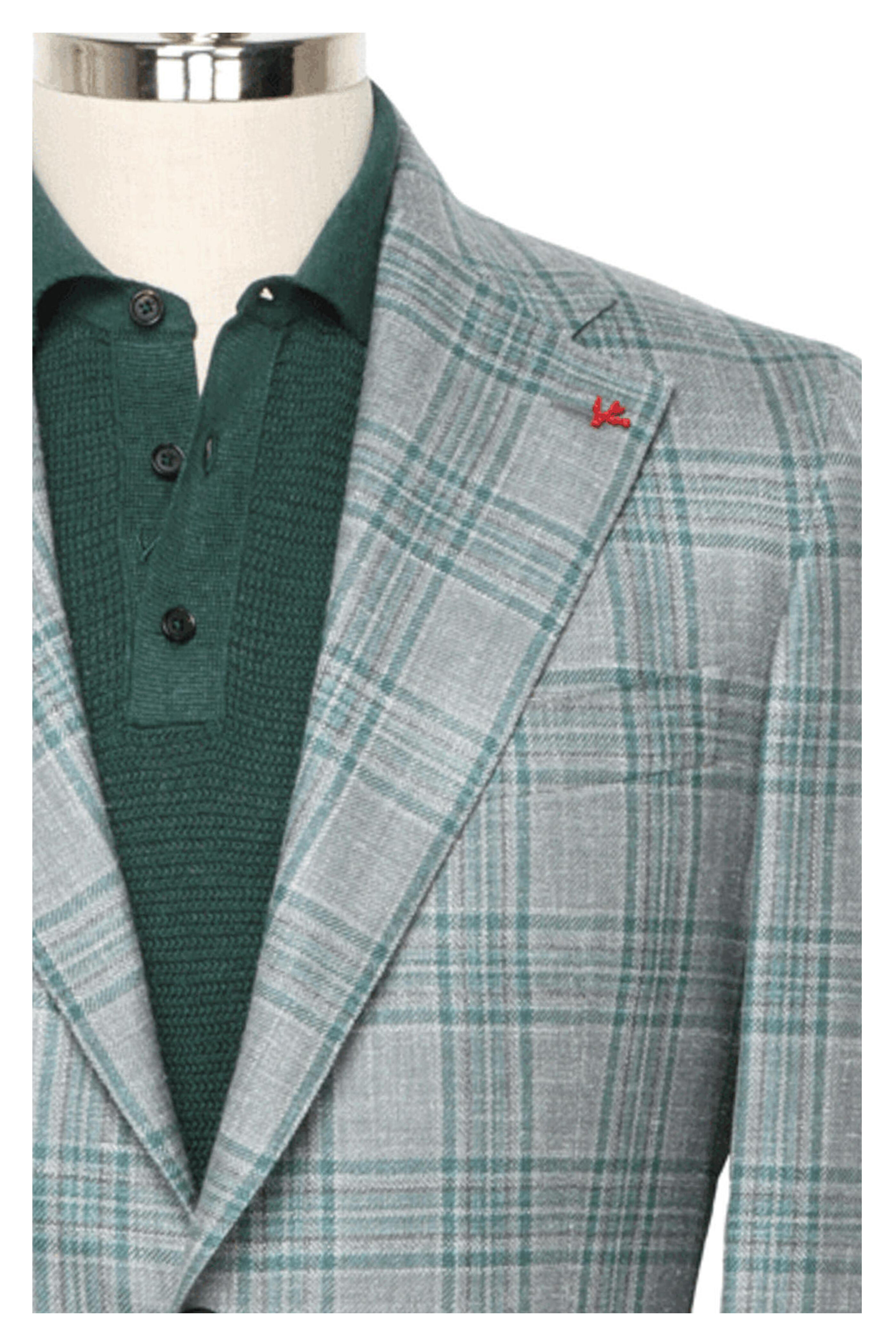 Isaia - Mid Gray & Forest Green Plaid Sportcoat