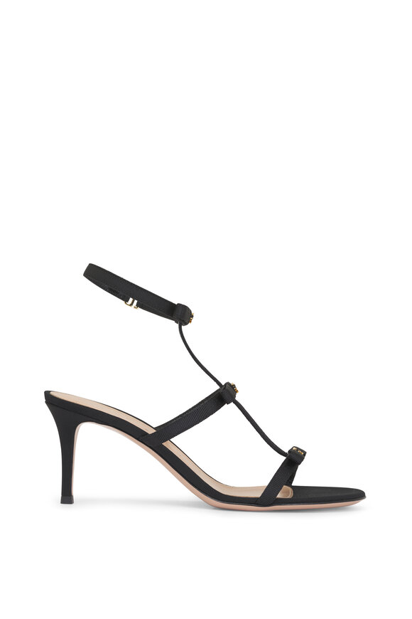 Gianvito Rossi Black Grosgrain Strappy Heeled Sandal, 65mm - view 3