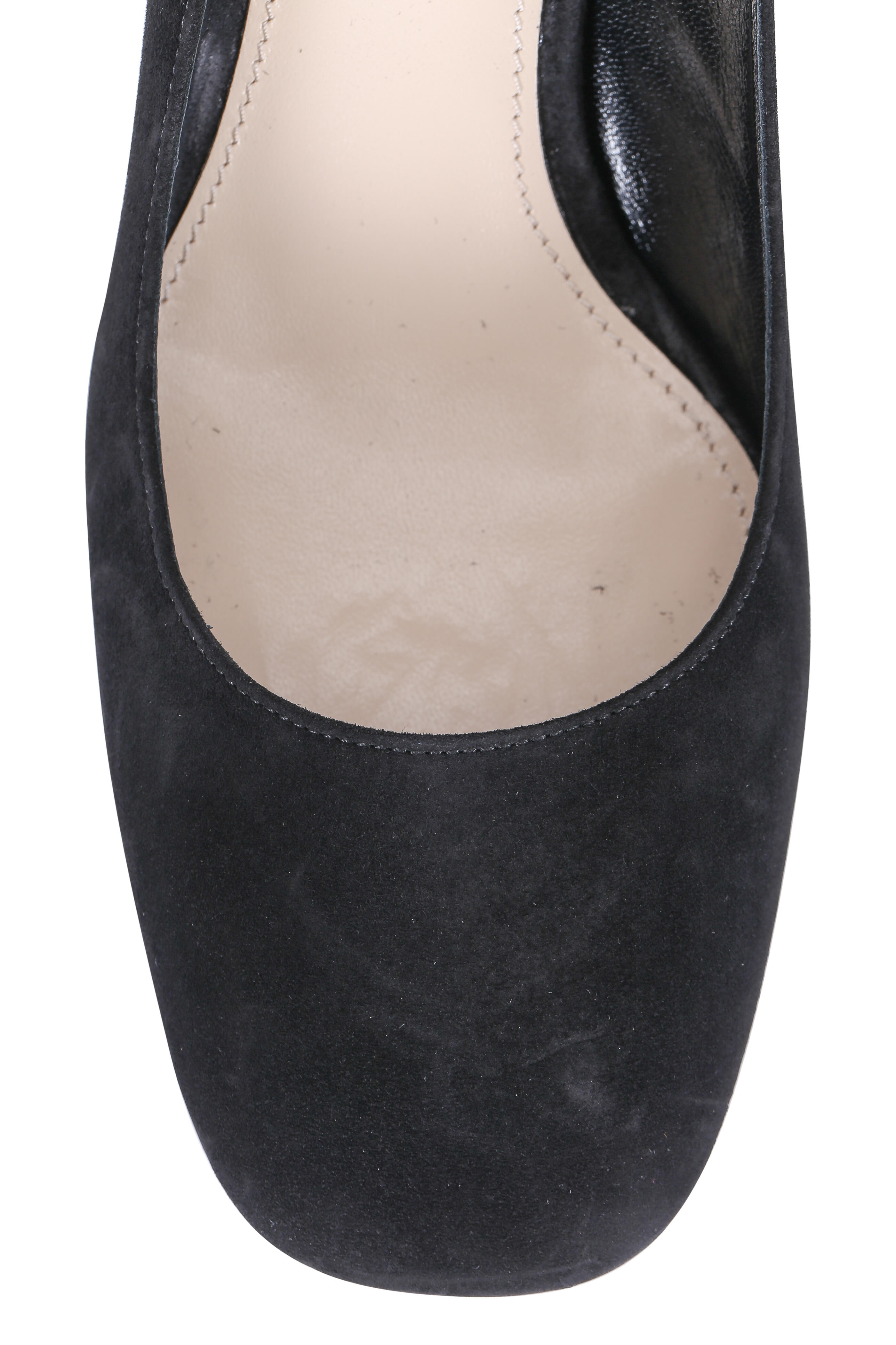 Prada - Black Suede Square Toe Pump, 65mm | Mitchell Stores