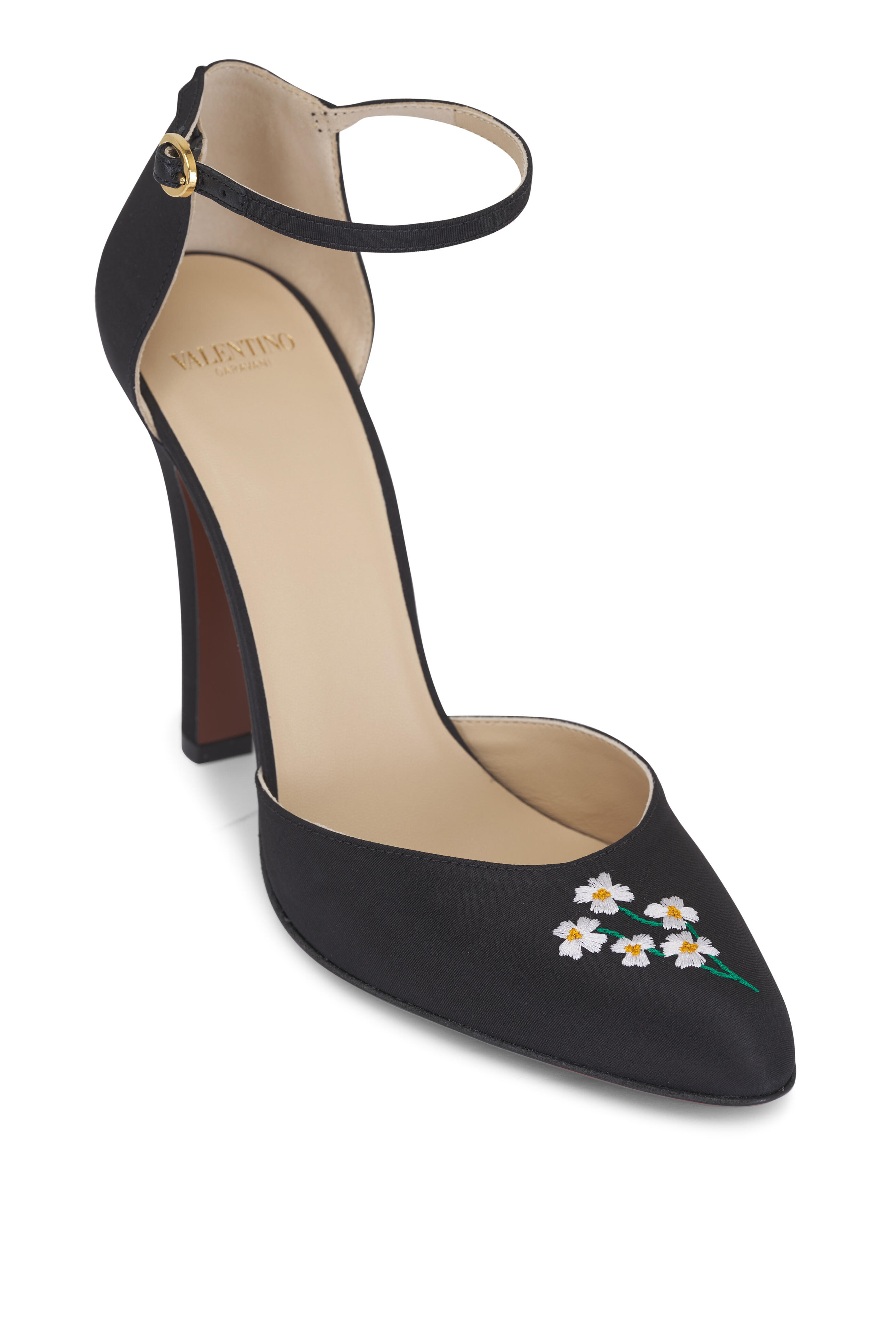 Valentino Garavani - Hi Dolly Daisy Embroidered Ankle Strap Pump, 105mm