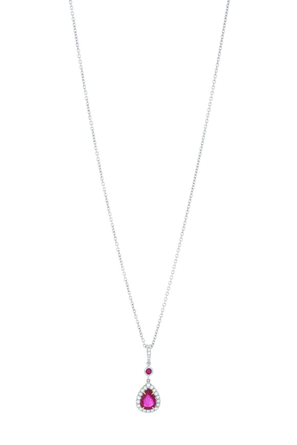 Omi Privé - Platinum & Gold Ruby & Diamond Pendant Necklace