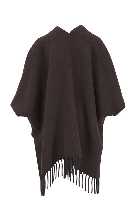 Brunello Cucinelli Brown Wool & Cashmere Reversible Poncho - view 4
