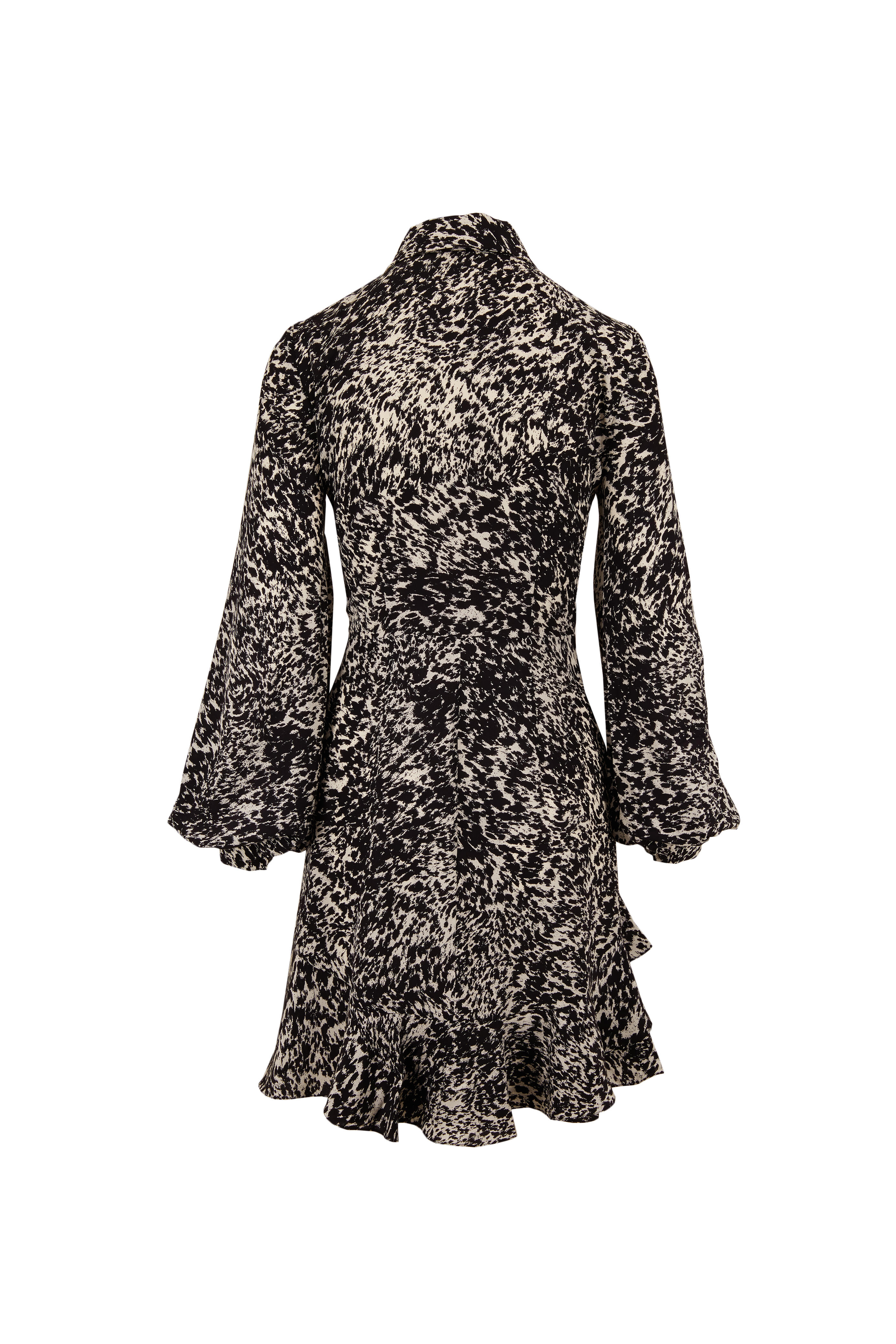 Michael Kors Collection - Black Speckled Pony Crepe De Chine Tiered Dress