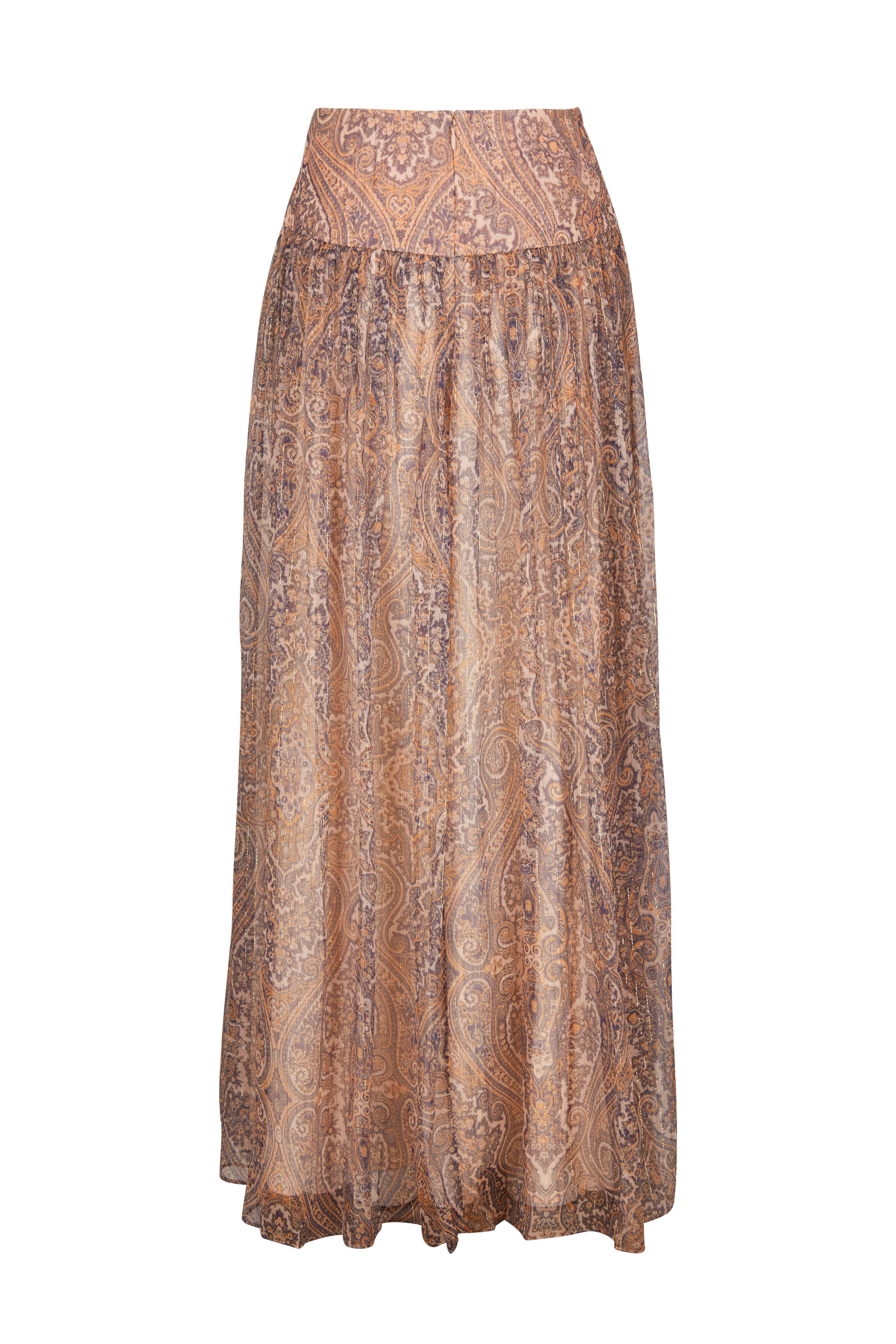 Zimmermann - Tama Hip Basque Orange & Navy Paisley Maxi Skirt
