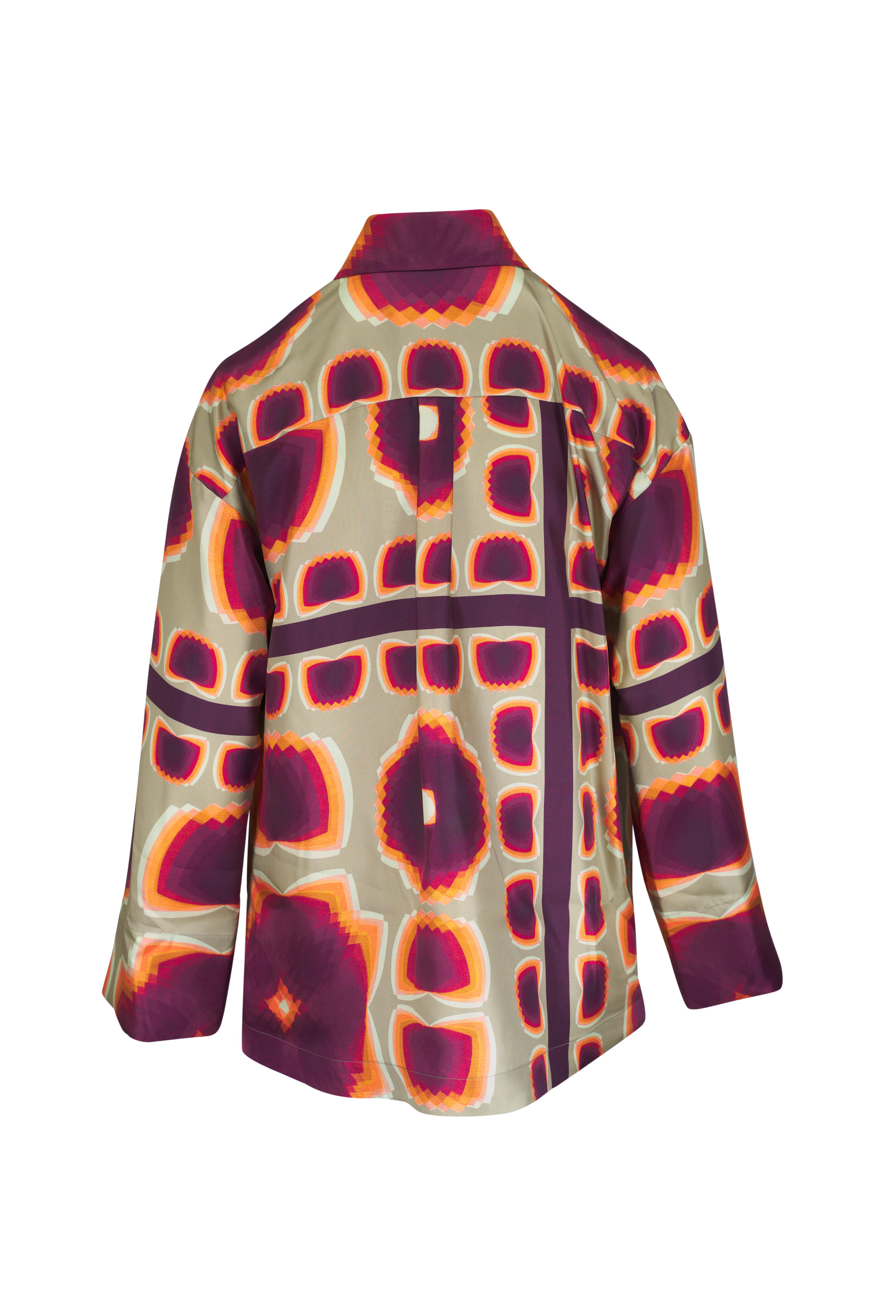 Odeeh - Mirror Pansies Green & Purple Silk Twill Blouse