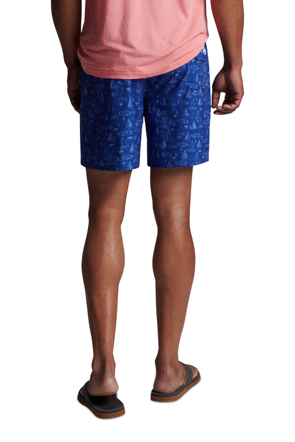 Peter Millar - Atlantic Blue Sailboat Blue Print Swim Trunks