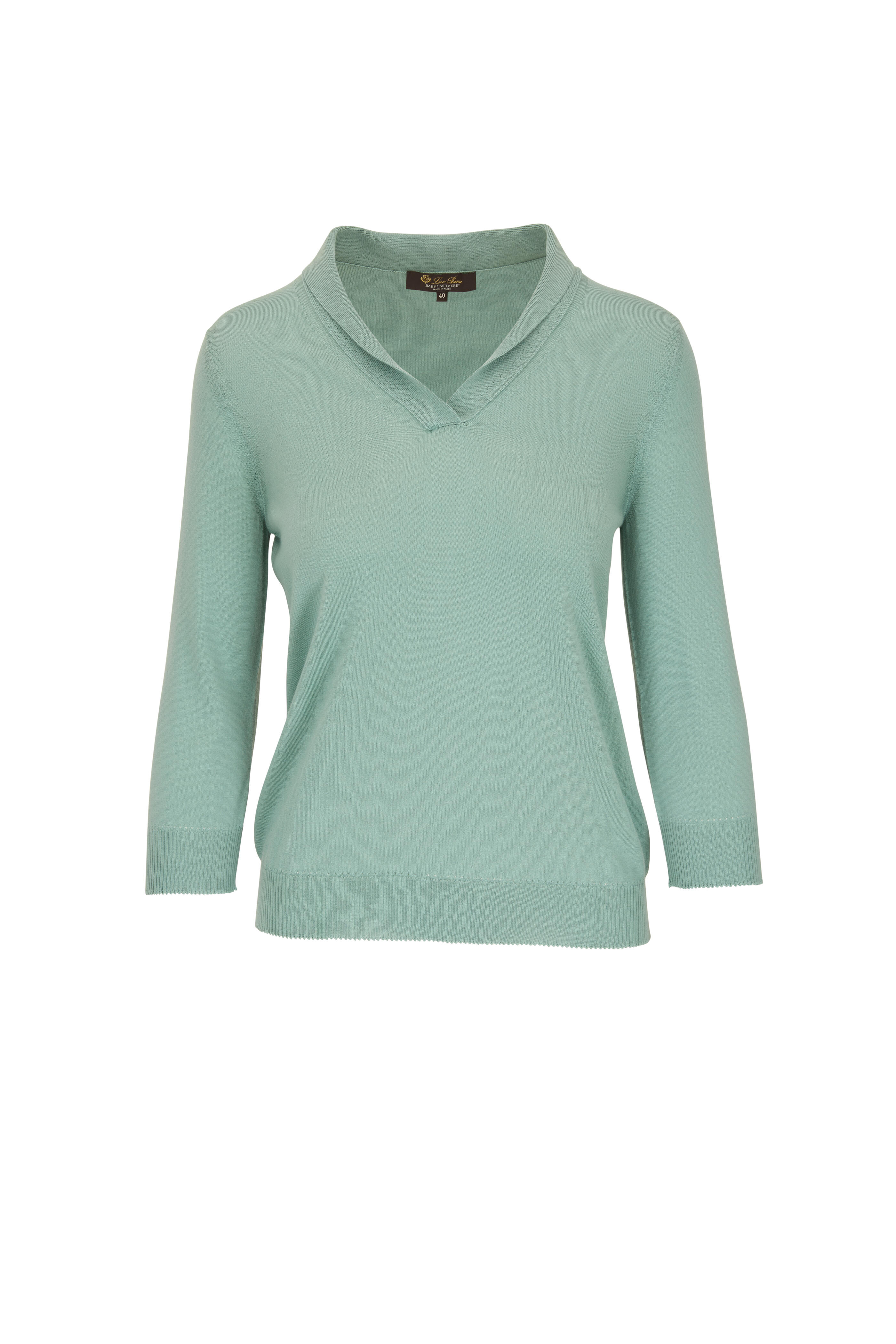 Loro Piana - Jade Baby Cashmere Angel Folded V-Neck Sweater