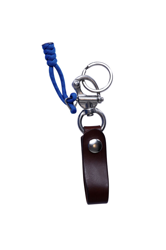 Spivey  Coffee Hex Hardware Leather Key Fob