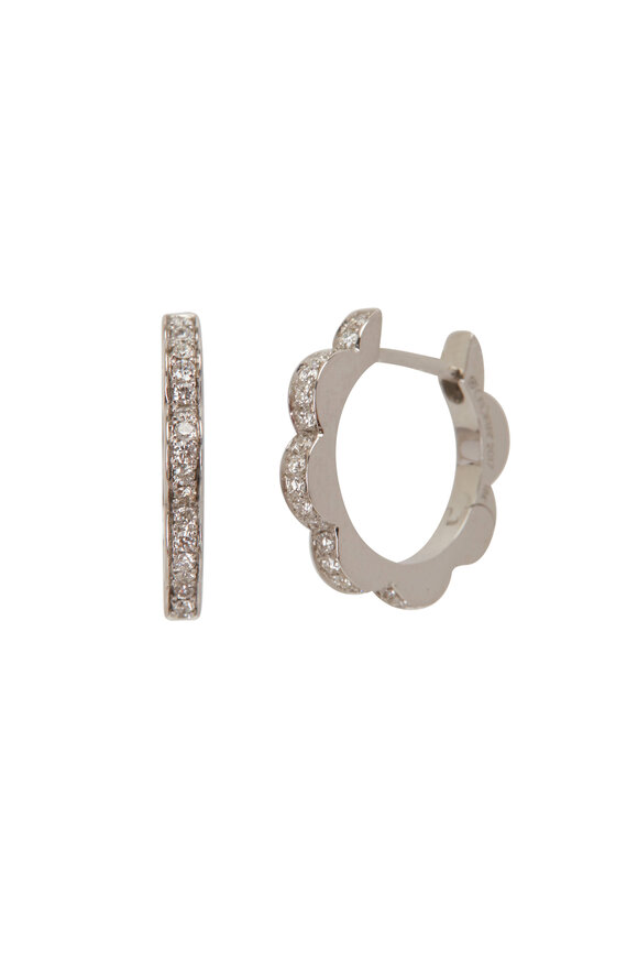 Cadar - 18K White Gold Diamond Triplet Hoop Earrings