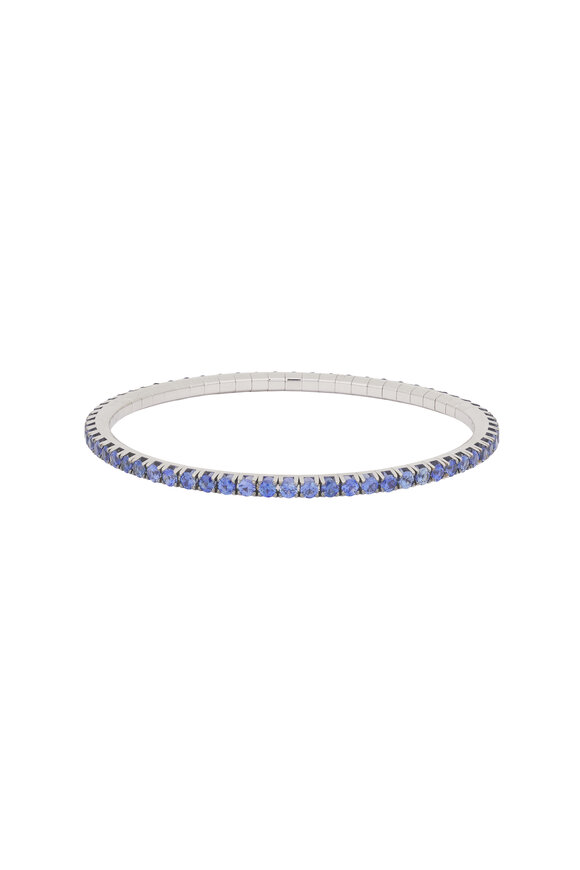 Demeglio 18k White Gold Sapphire Stretch Tennis Bracelet