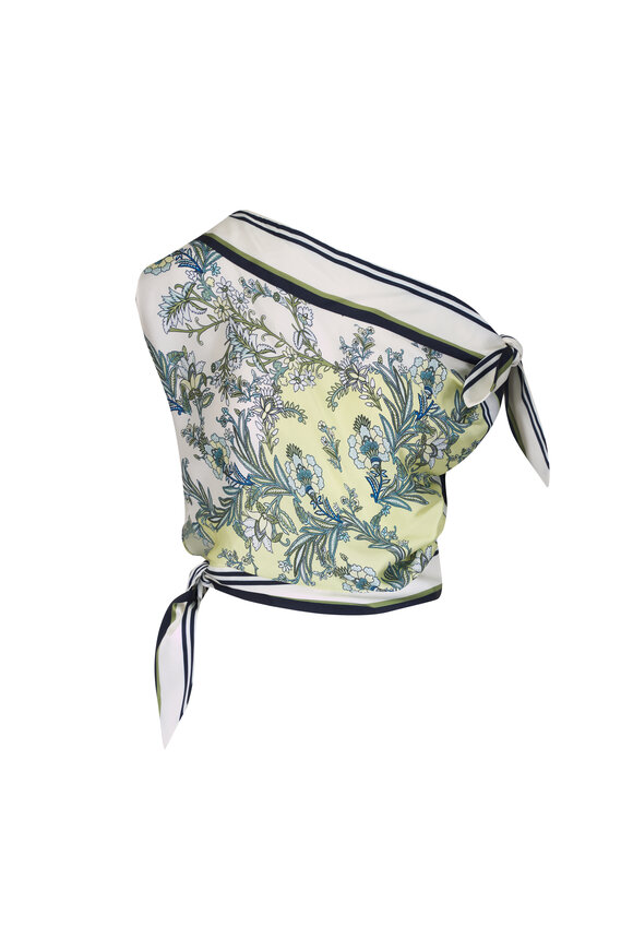 Veronica Beard Tari Printed One-Shoulder Scarf Top