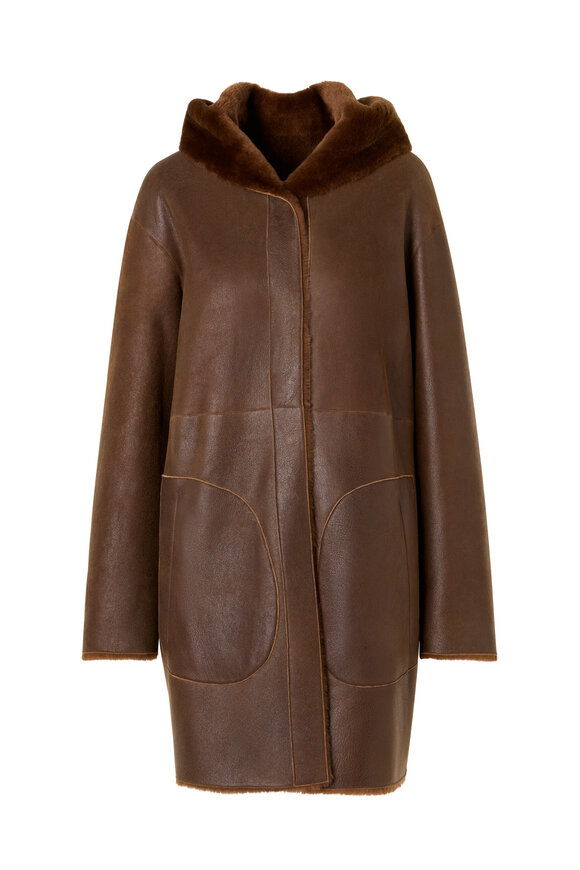 Akris Punto Brown Reversible Shearling Oversized Coat - view 5