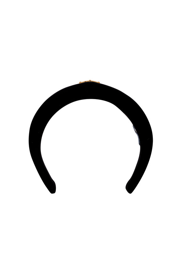 Prada - Black Velvet Logo Headband 