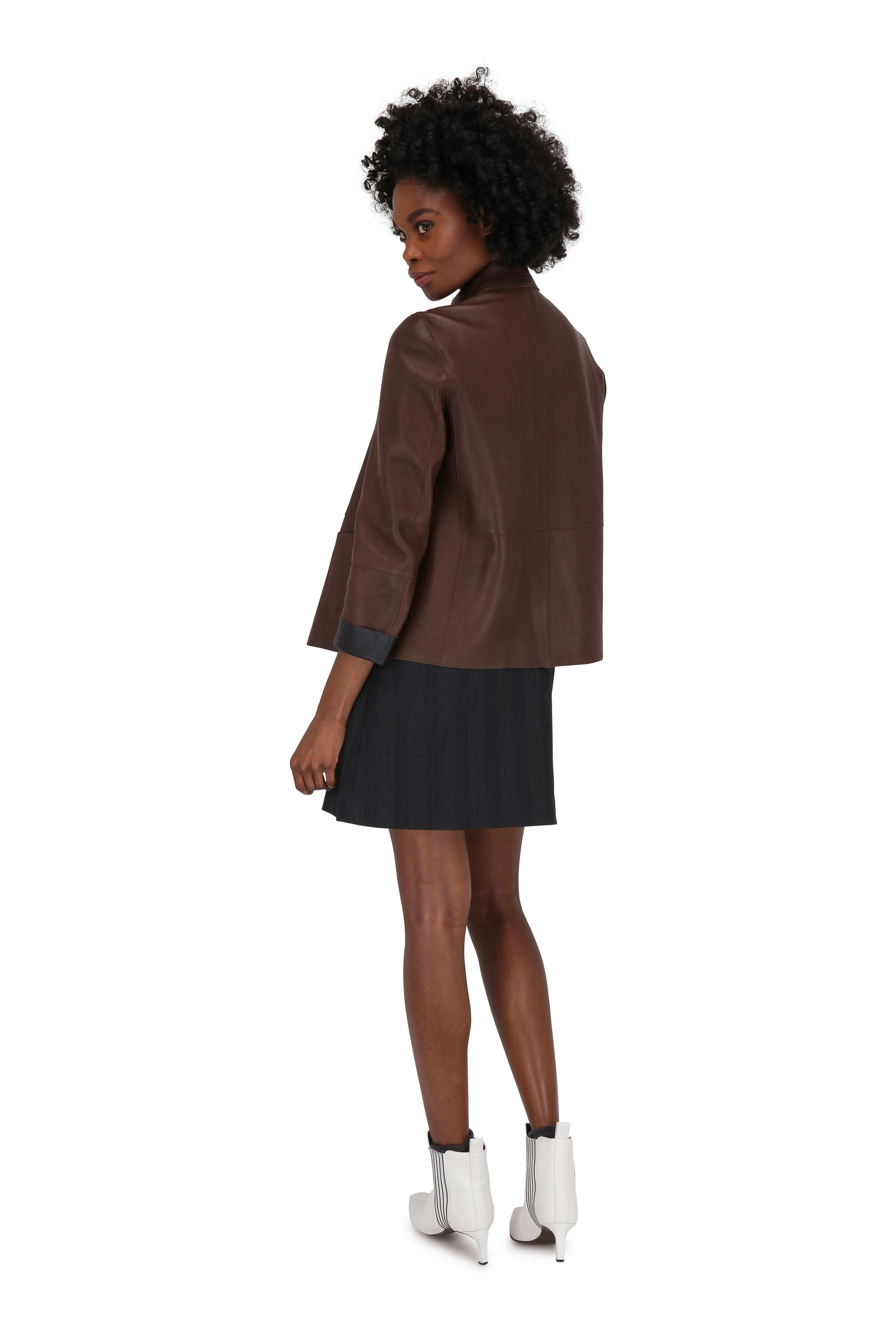 ジャケット BRUNELLO CUCINELLI Woman Jacket Brown MG5177338P C1141 Brunello Cucinelli - Dark Brown Reversible Leather Jacket