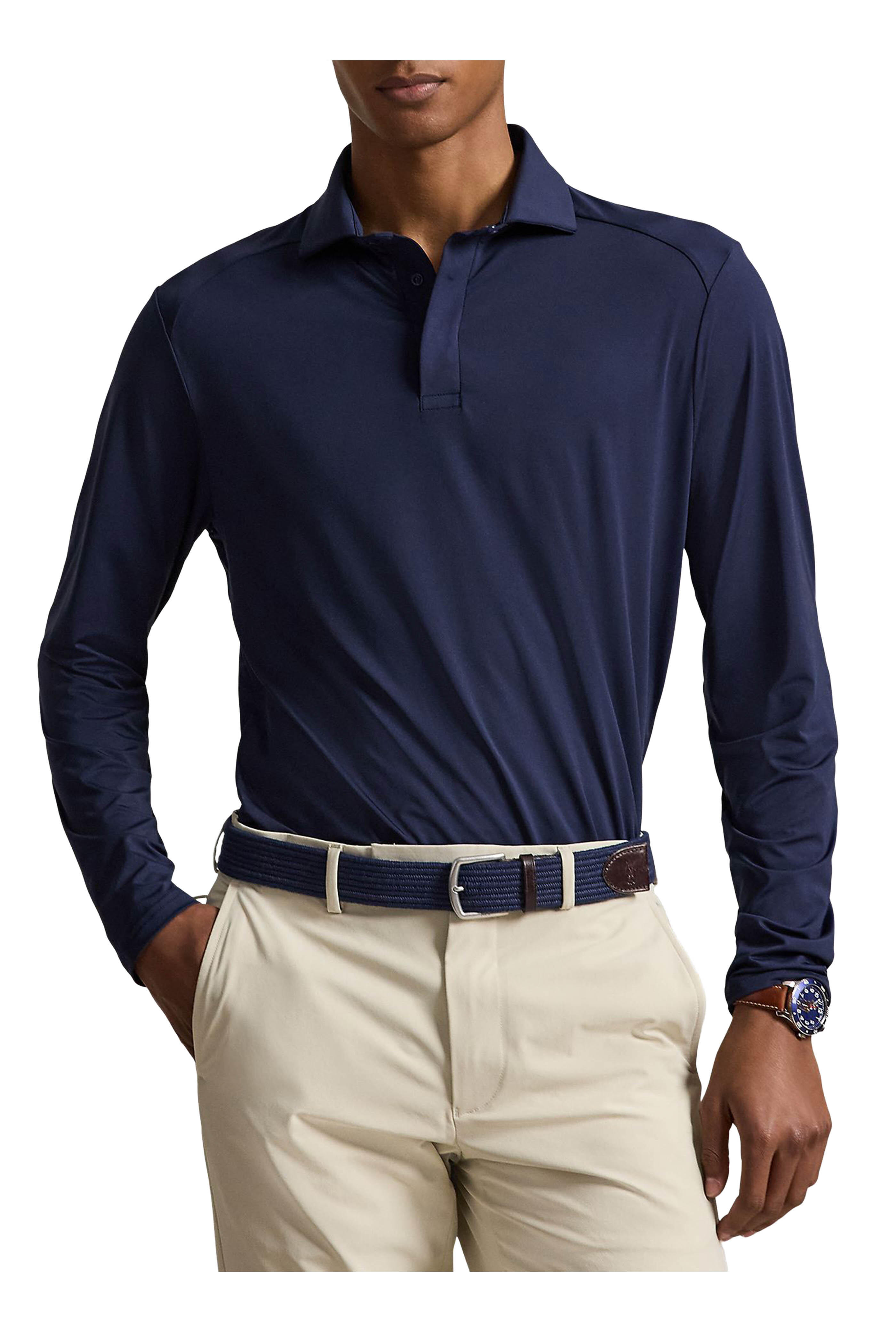 RLX Ralph Lauren - Navy Blue Long Sleeve Jersey Polo - view 2