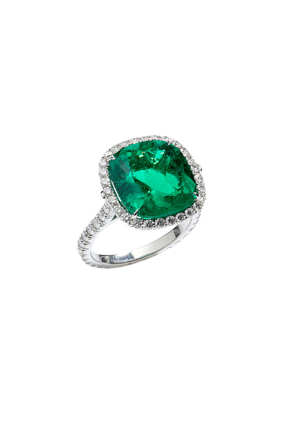 Bayco - Platinum Colombian Emerald & Diamond Ring