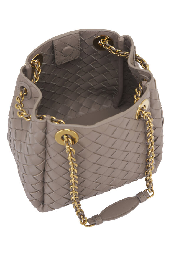 Bottega Veneta Small Parachute Chain Limestone Woven Leather Bag - view 4