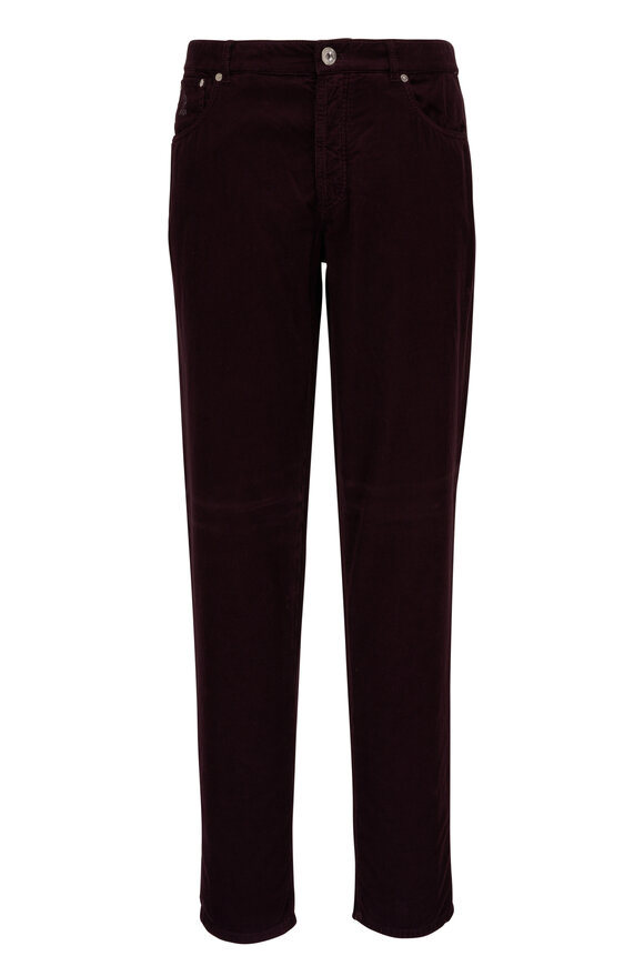 Brunello Cucinelli - Burgundy Corduroy Five Pocket Pant 