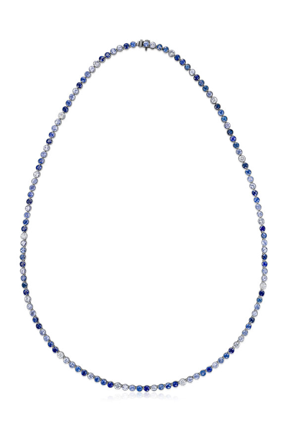 Nam Cho 18k Multi-Shade Blue Sapphire Riviera Necklace