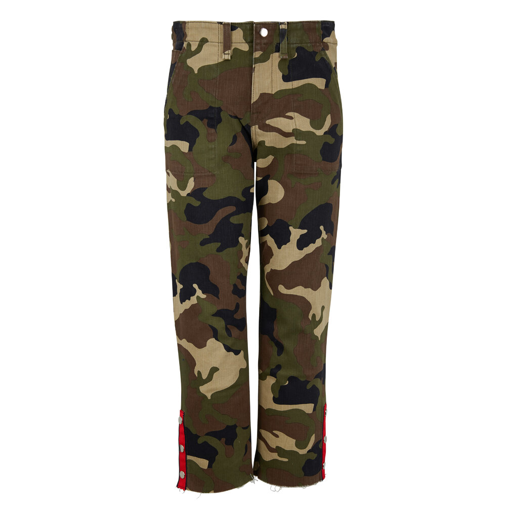 【WALK OF SHAME】 BROWNチェック ベルテッド デイドレス Veronica Beard - Gisela Camo Straight Leg Pant | Mitchell Stores
