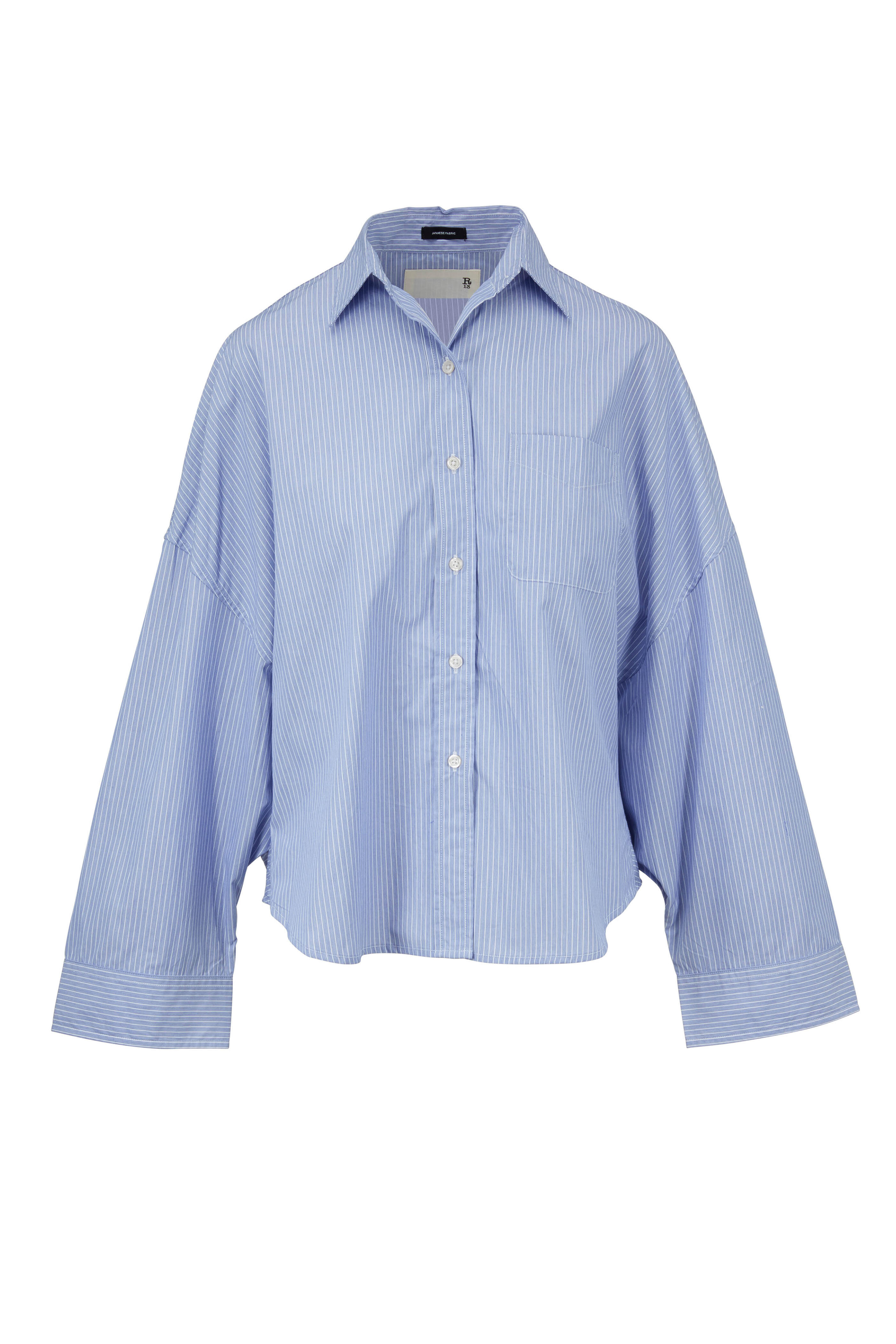 R13 Oversized Light Blue Striped Cotton Shirt Mitchell Stores