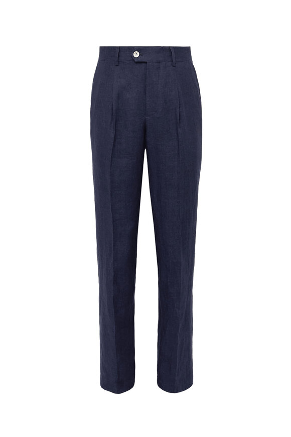 Brunello Cucinelli - Dark Blue Wool Dress Pant | Mitchell Stores