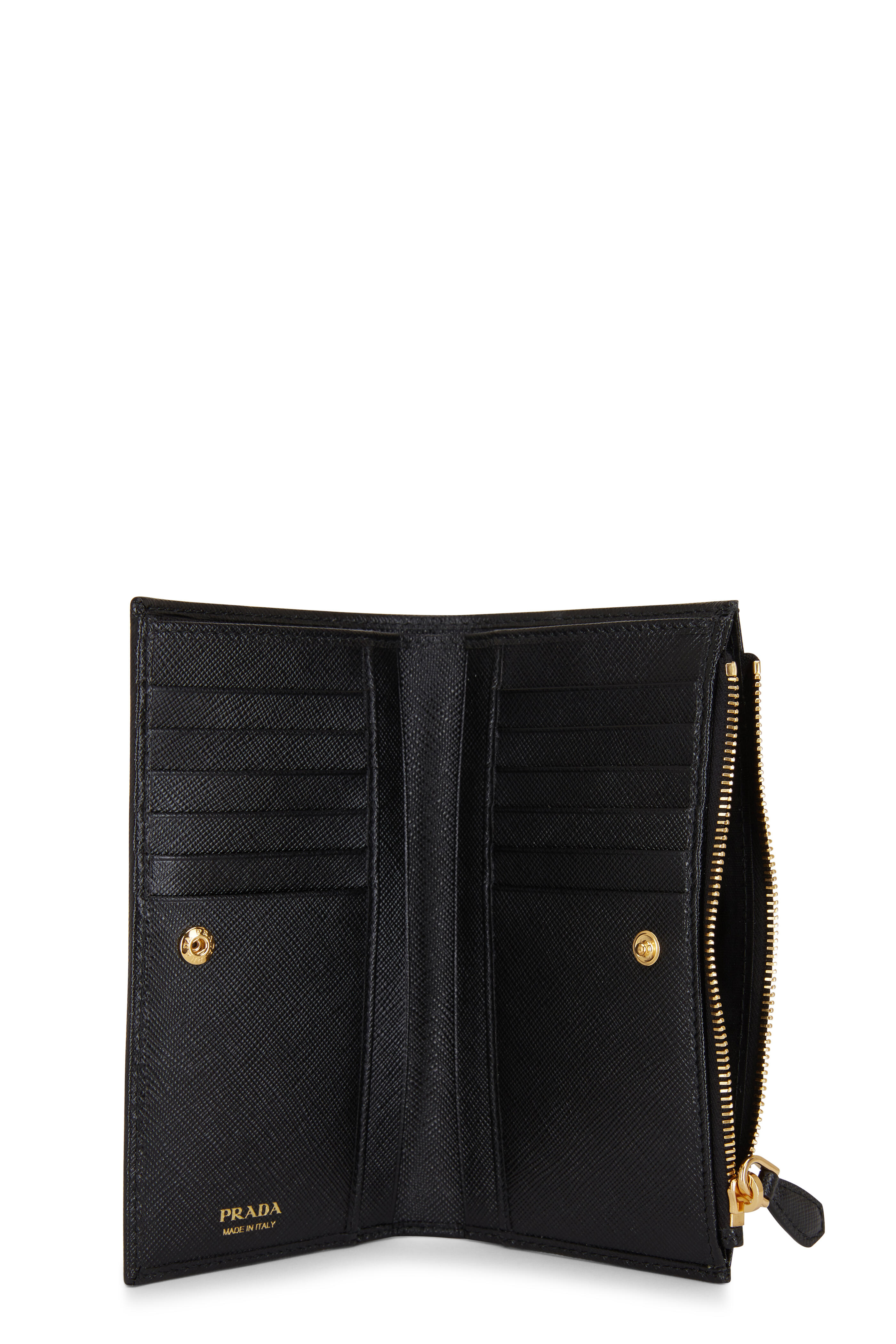 Prada - Black Leather Large Zip Wallet | Mitchell Stores