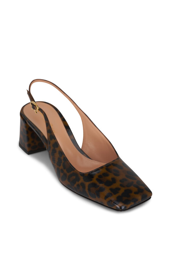 Gianvito Rossi Freeda Leopard Patent Leather Slingback, 55mm 