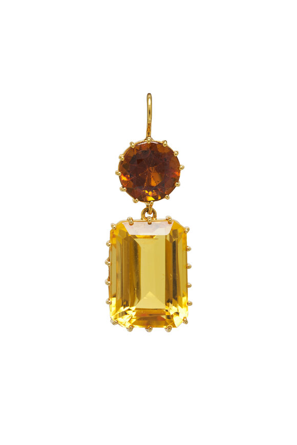 Renee Lewis - Antique Citrine & Amethyst Drop Earrings