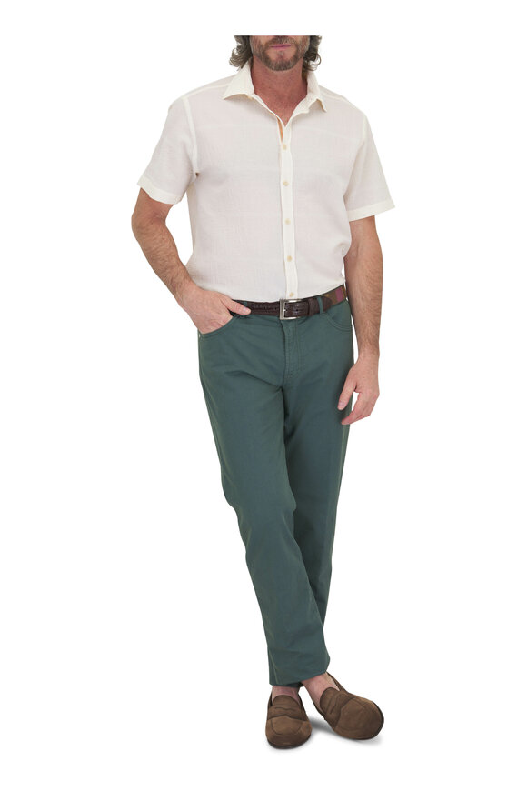 Marco Pescarolo - Olive Green Twill Five Pocket Pant 