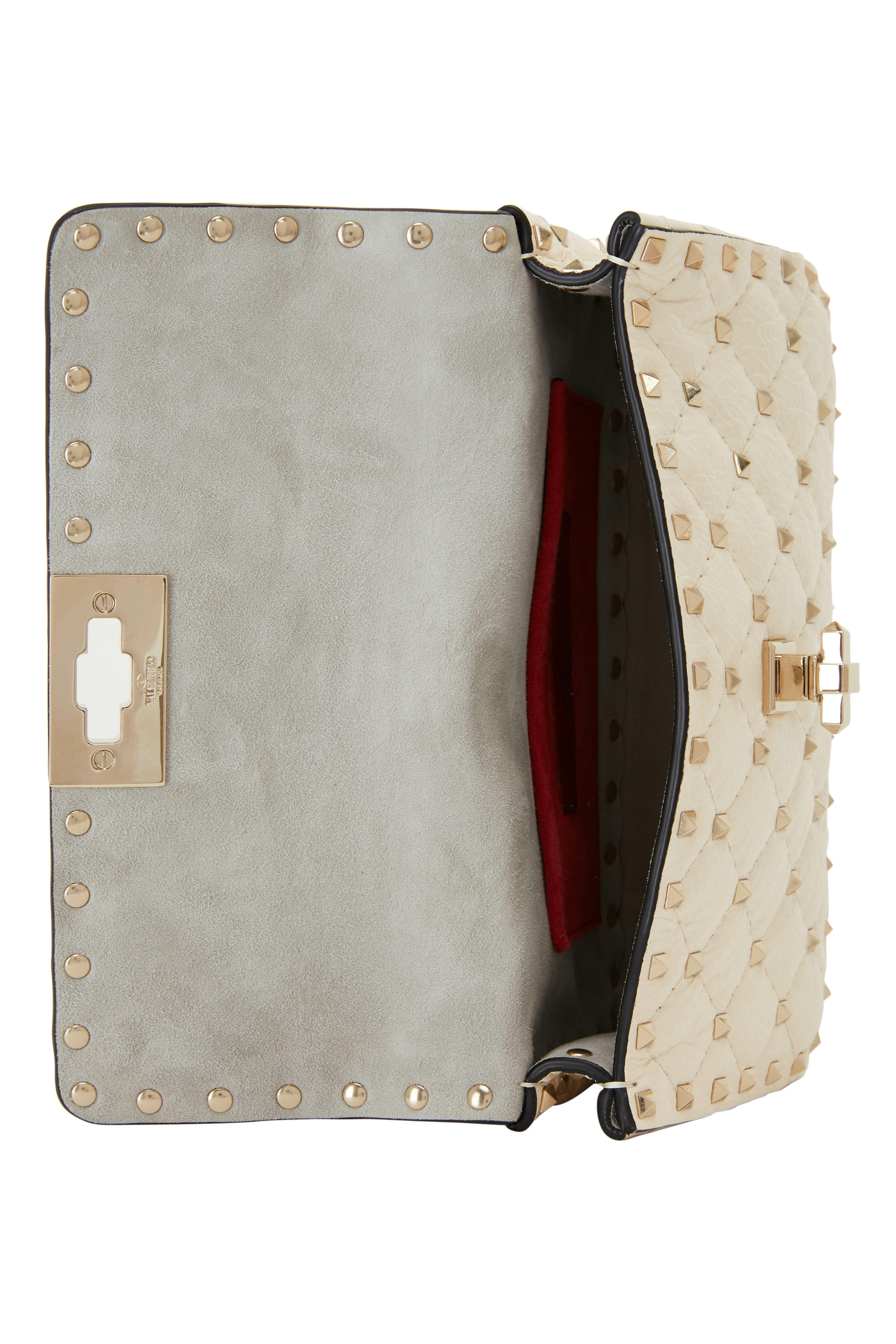 VALENTINO GARAVANI: Rockstud bag in grained leather - Blush Pink