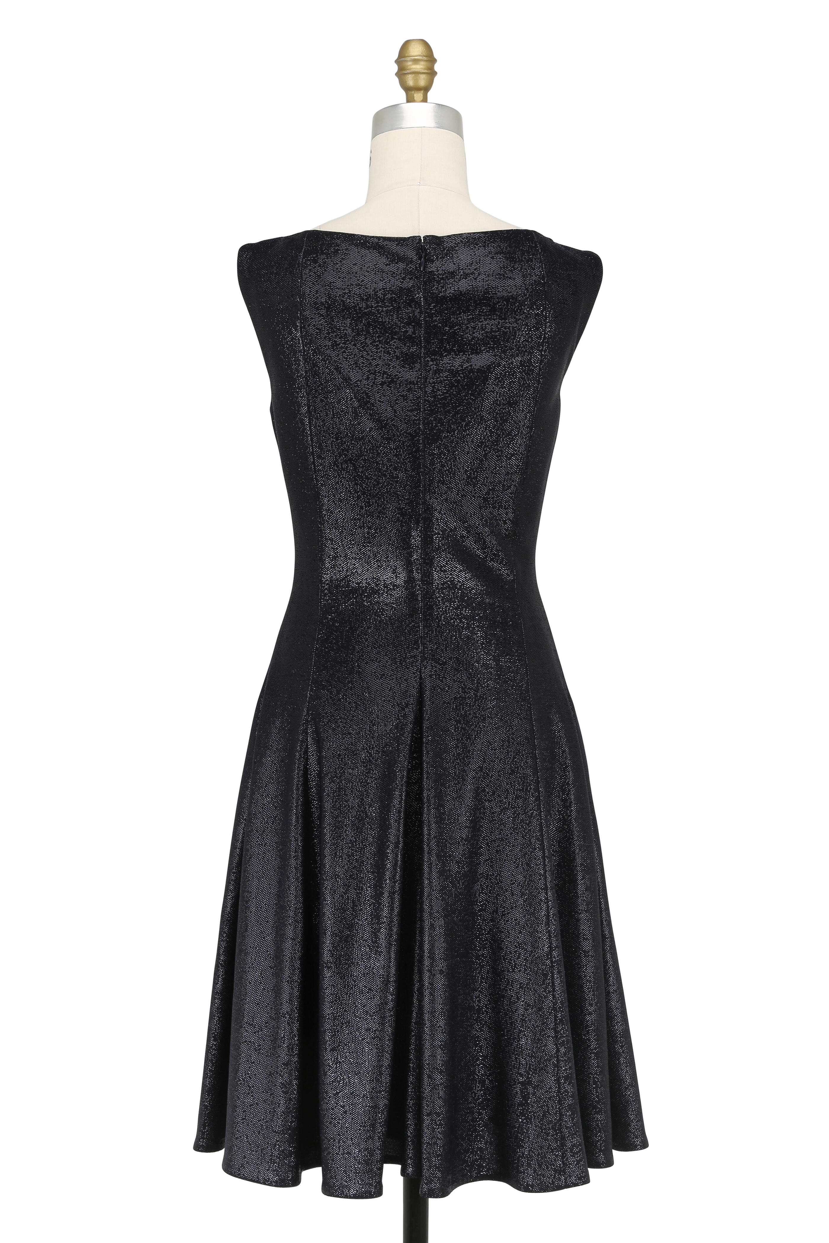 Talbot Runhof - Doha Navy Blue Iridescent Fit & Flare Dress