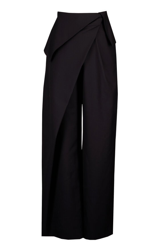 Loewe Draped Black Wool Wide Leg Pant - view 1