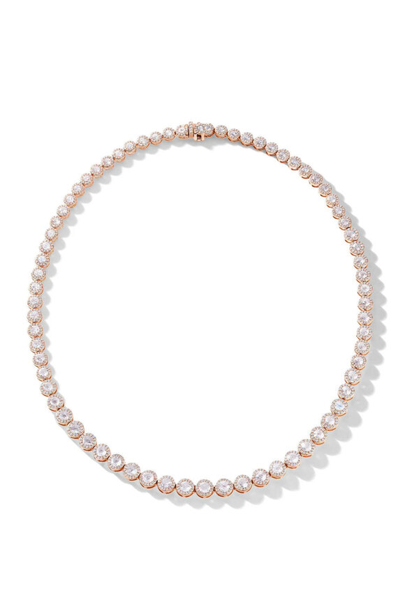 64 Facets Scallop Oval Diamond Riviera Necklace