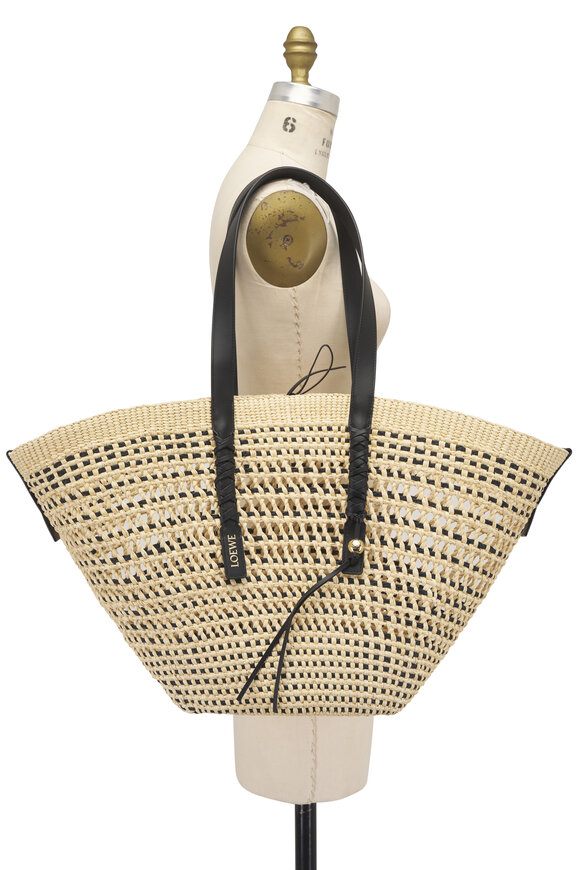 Loewe Large Braid Basket Iraca Palm & Leather Tote - view 5