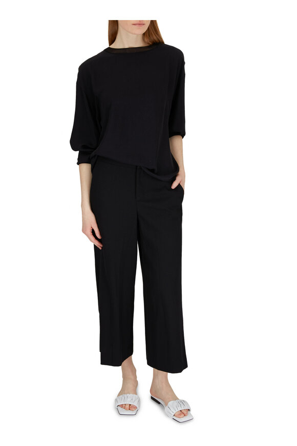 Vince - Black Twill Wide Leg Crop Culottes