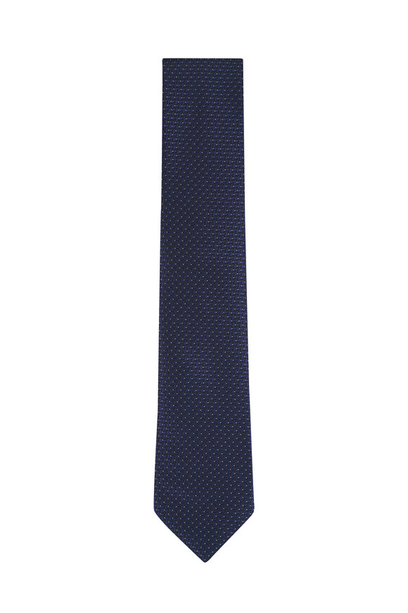 Brioni Midnight Blue Silk Jacquard Necktie