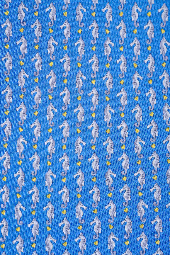 Ferragamo Light Blue Seahorse Print Silk Necktie - view 2