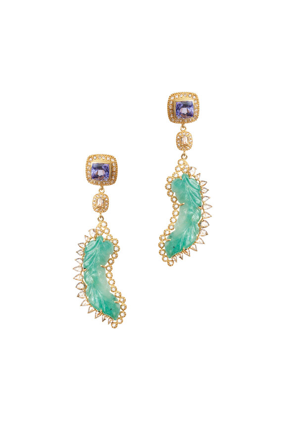 Coomi - 20K Gold Emerald, Tanzanite & Diamond Earrings