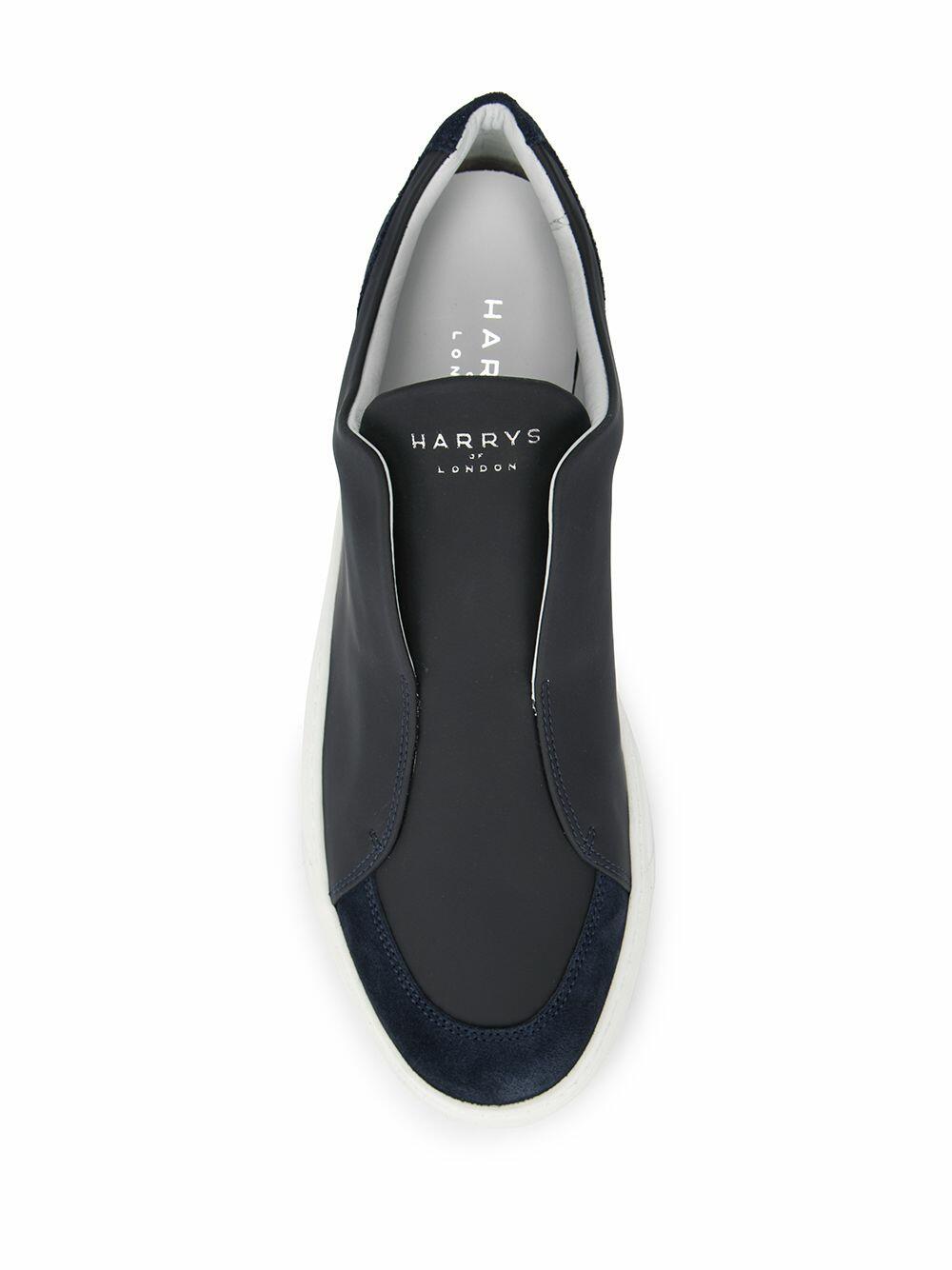 Harrys of London - Jaunty Navy Tech Leather & Suede Slip-On Sneaker